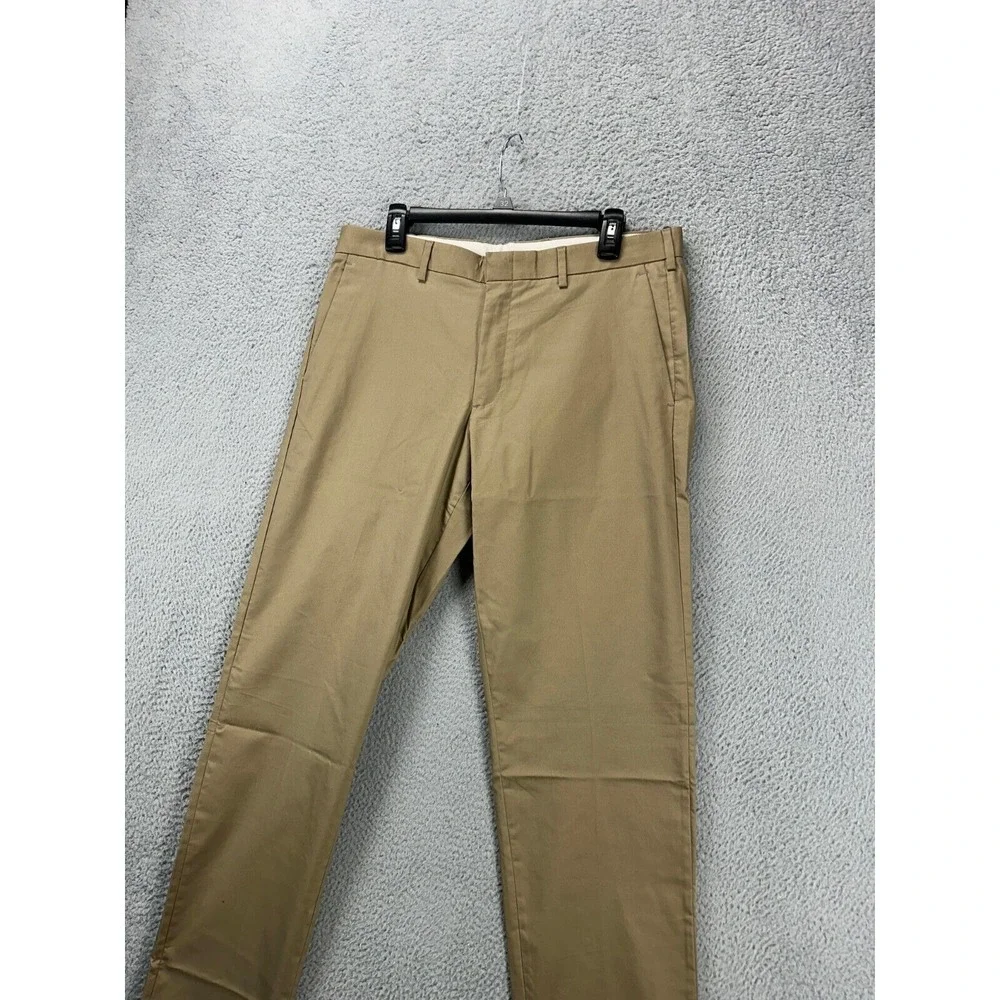 J Crew Pants Men 34X36 Ludlow Tan Khaki Chino 3XDry Slim Straight Flat Front NEW